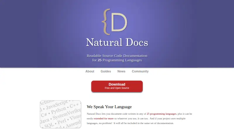 The Natural Docs homepage