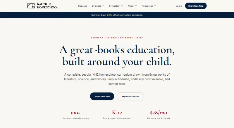 The Nautilus Homeschool homepage