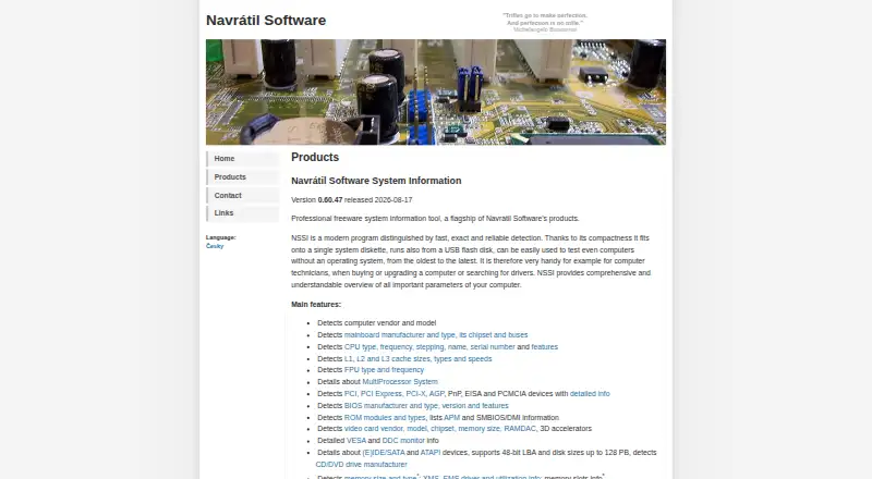 The Navrátil Software System Information homepage