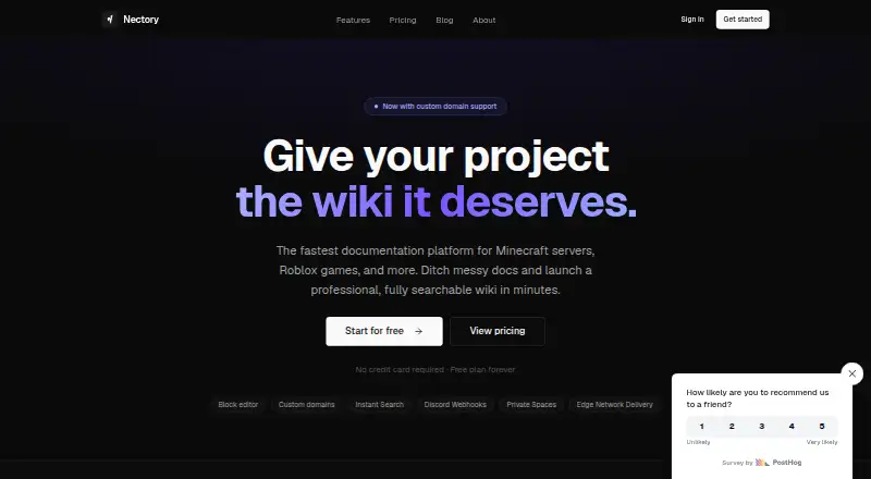 The Nectory homepage