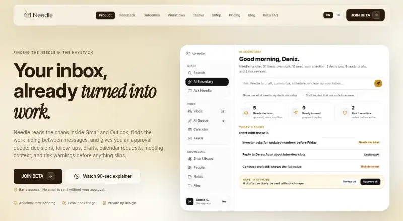 The Needle homepage