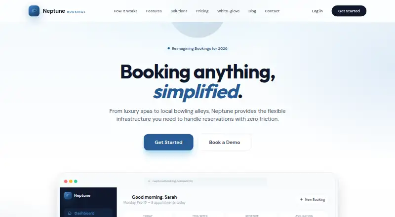 The Neptune Bookings homepage