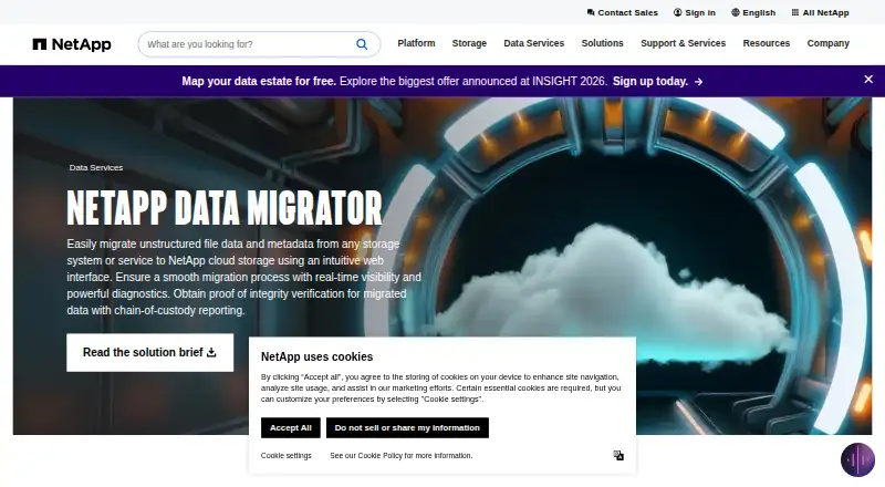 The NetApp Data Migrator homepage