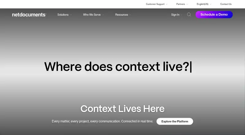 The NetDocuments homepage