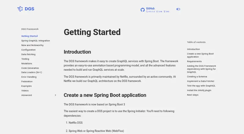 The Netflix DGS homepage