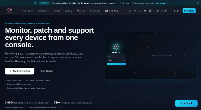 The NetLock RMM homepage