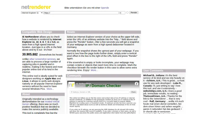 The IE NetRenderer homepage