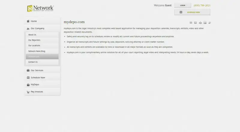 The MyDepo homepage