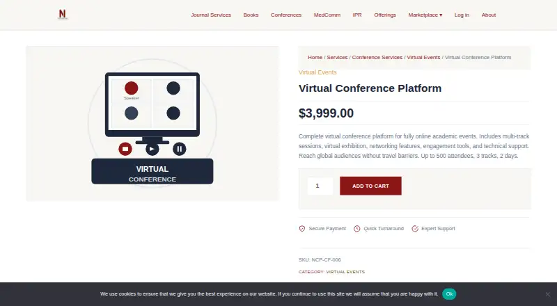 The NeucitePress Virtual Conference Platform homepage