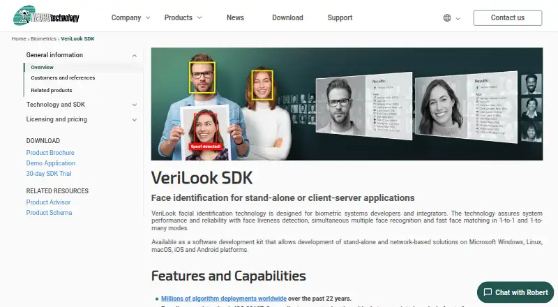 The Neurotechnology VeriLook homepage