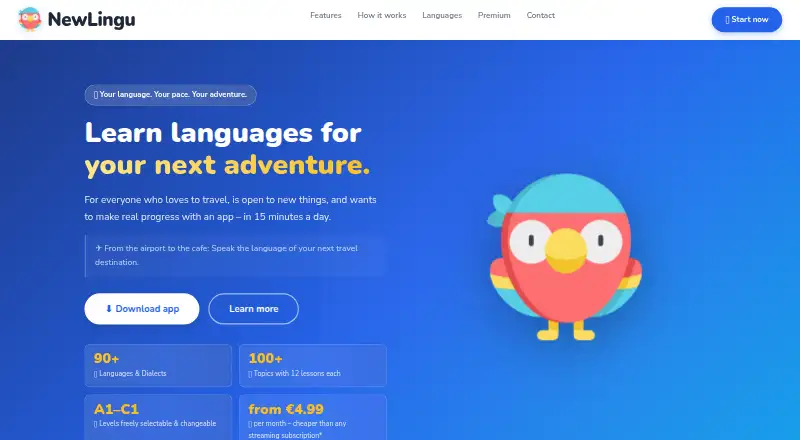 The NewLingu homepage