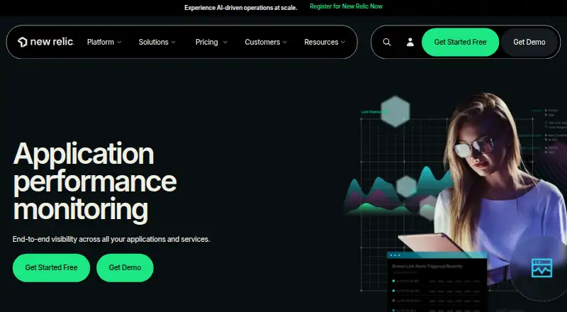 The New Relic APM homepage