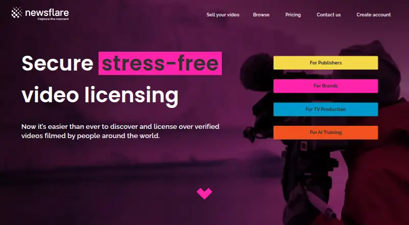 The Newsflare homepage
