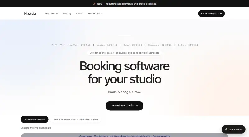 The Newvia homepage