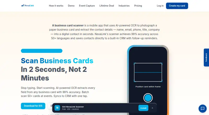 The NexaLink homepage