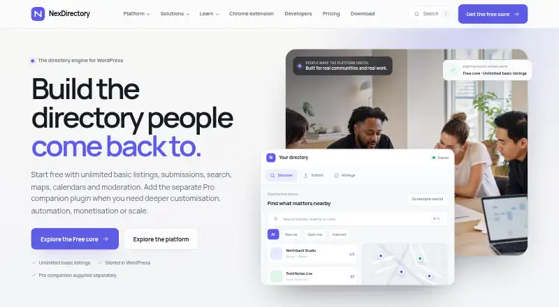 The NexDirectory homepage