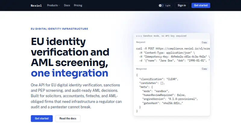 The Nexiel Screen homepage
