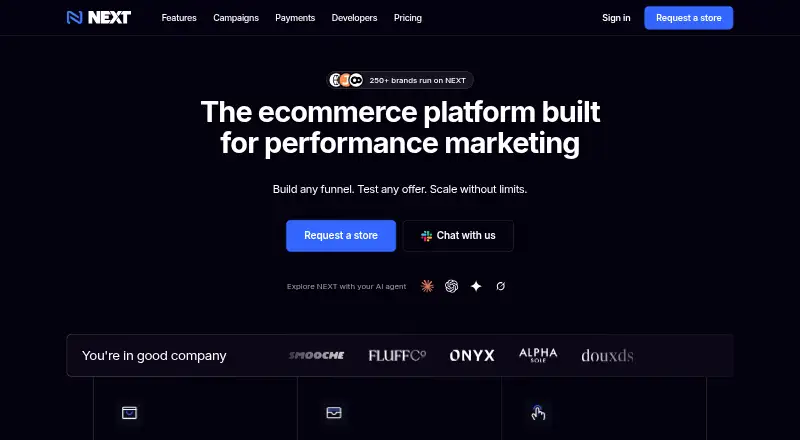 The Next Commerce homepage
