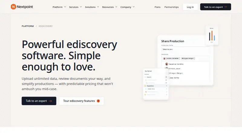 The Nextpoint homepage