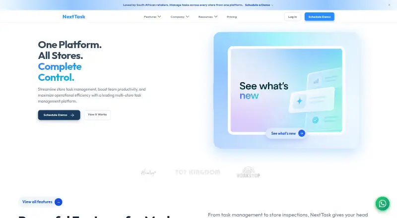 The NextTask homepage
