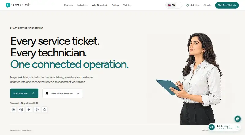 The Neyodesk homepage