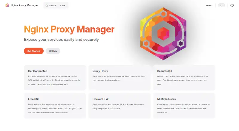 The Nginx Proxy Manager homepage