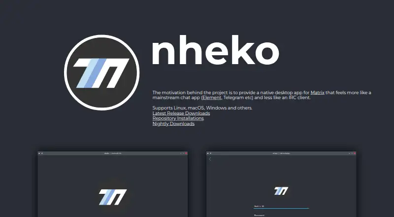 The Nheko homepage