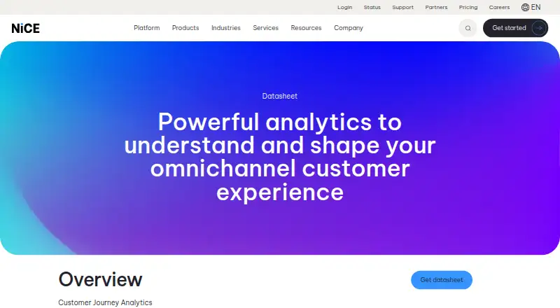 The NiCE Customer Journey Analytics homepage