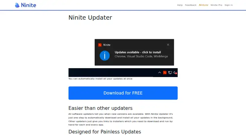 The Ninite Updater homepage