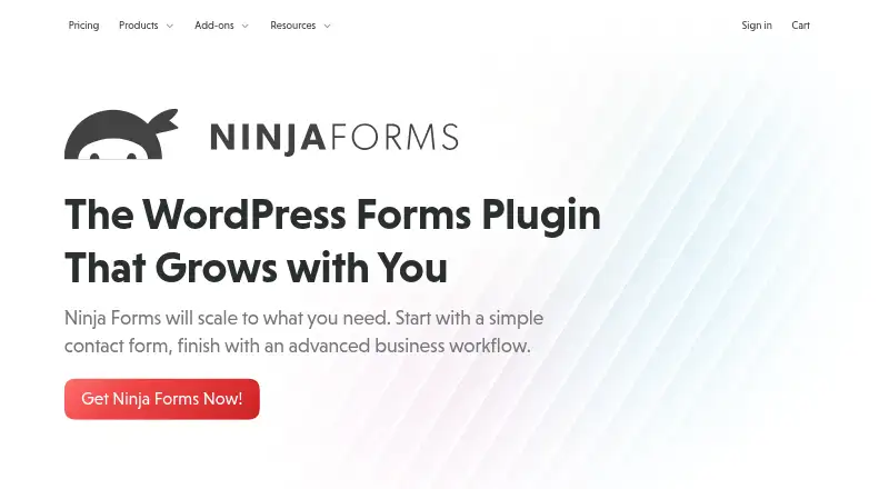 The Ninja Forms homepage