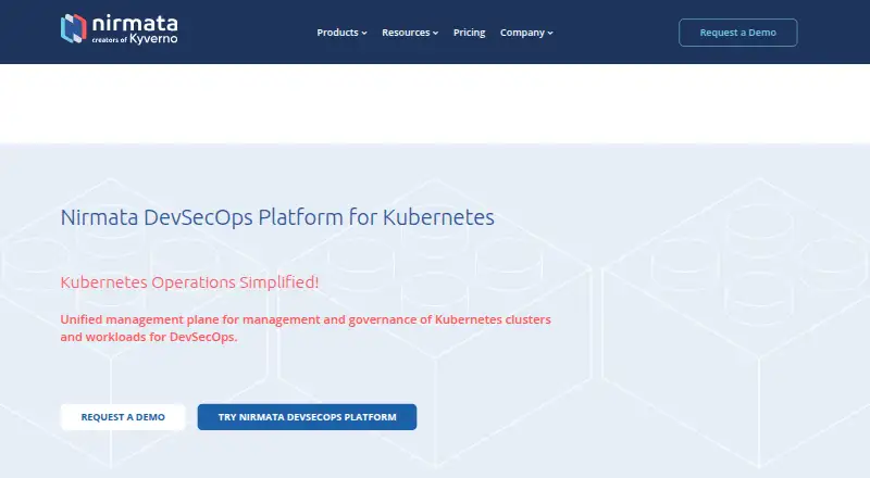 The Nirmata DevSecOps Platform homepage