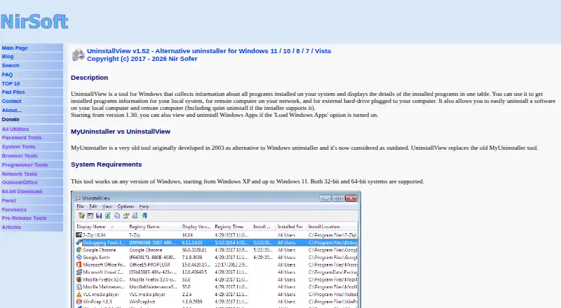 The UninstallView homepage