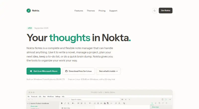 The Nokta Notes homepage