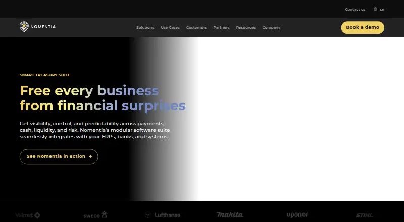 The Nomentia Smart Treasury Suite homepage