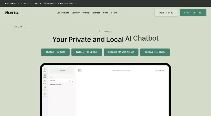 The GPT4All homepage