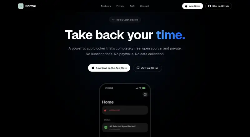 The Normal homepage