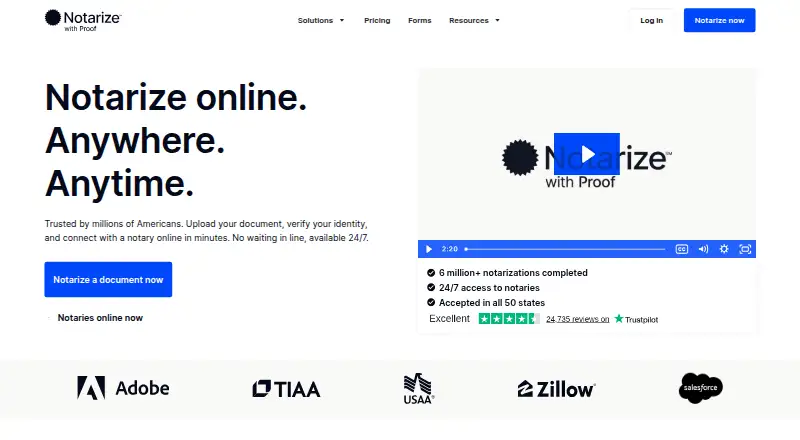 The Notarize homepage