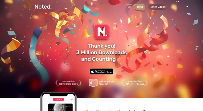 The Noted homepage