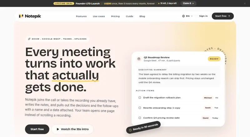 The Notepik homepage