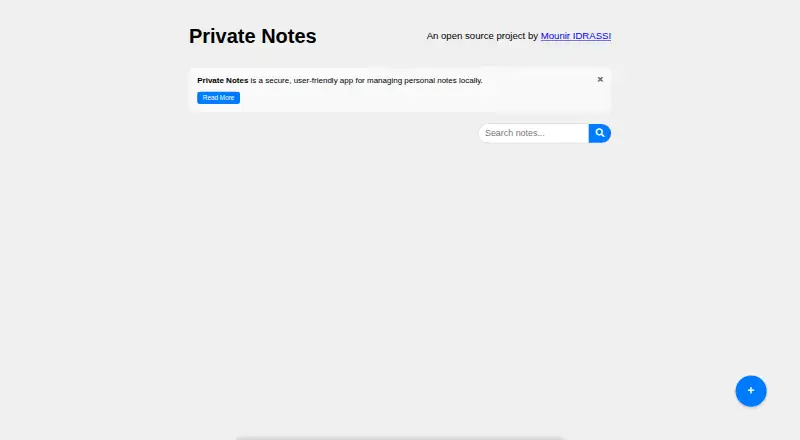 The Private Notes homepage