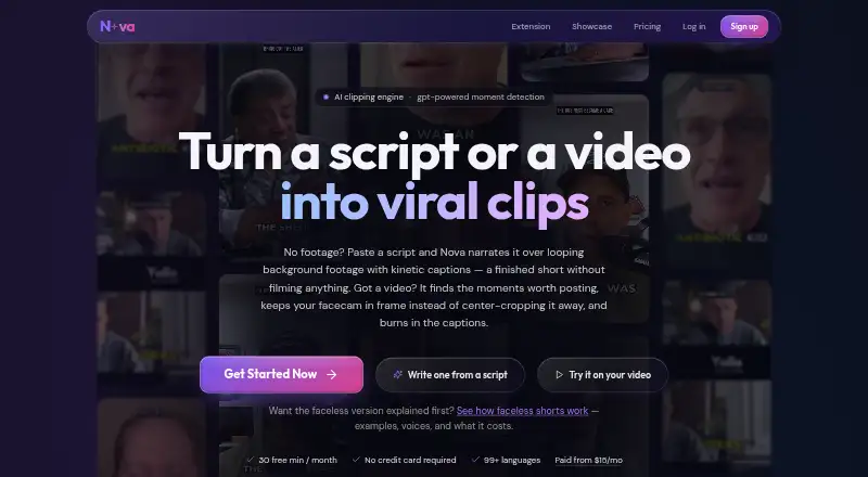 The Nova homepage