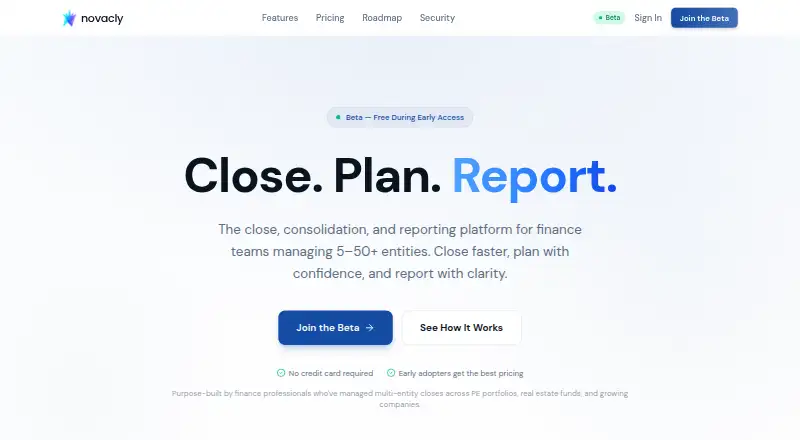 The novacly homepage