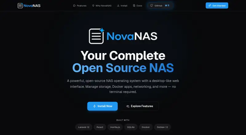 The NovaNAS homepage