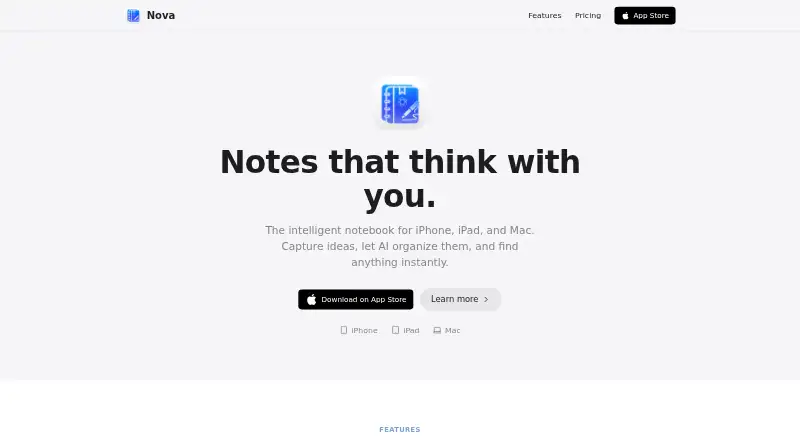 The Nova Notes homepage