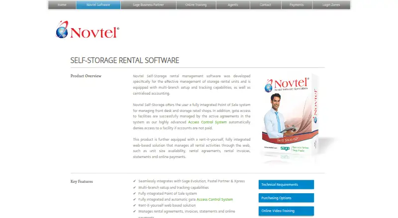 The Novtel Self-Storage homepage