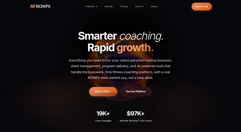 The NOWFit homepage