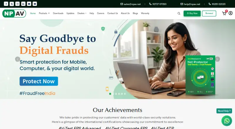 The Net Protector Total Security homepage