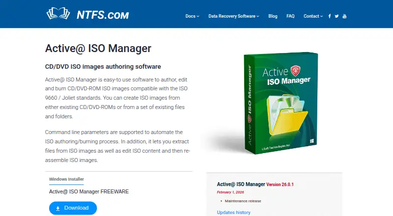 The Active@ ISO Manager homepage