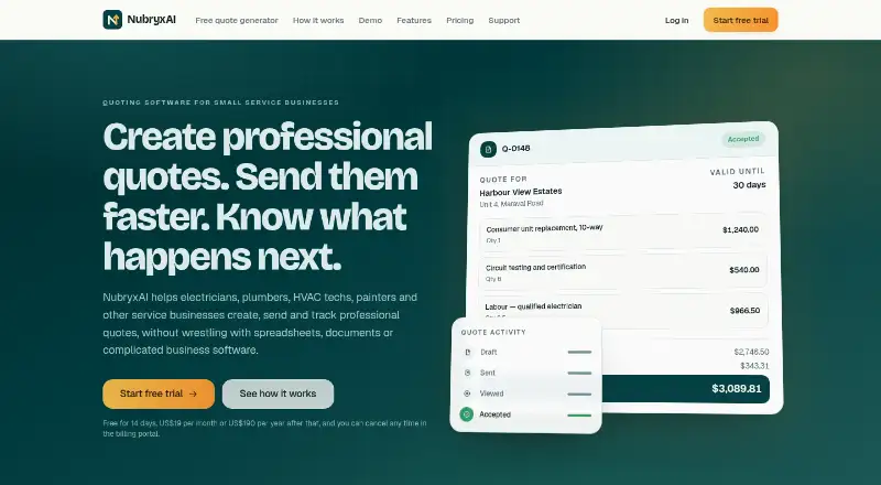 The NubryxAI homepage