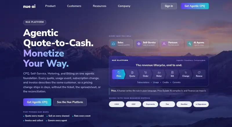The Nue homepage